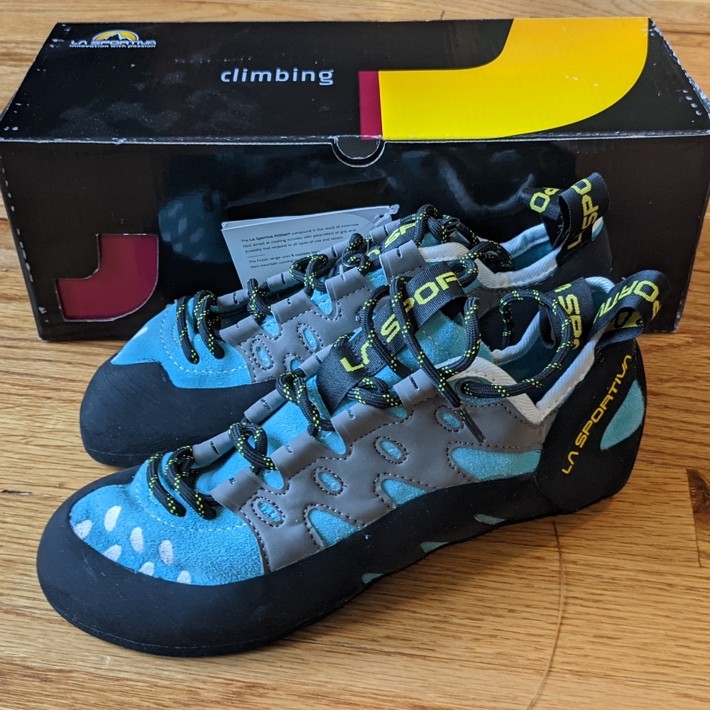 La Sportiva Women's Tarantulace climbing shoes.